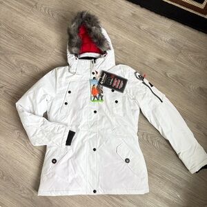 KILLTECH Technical Outdoor Level 3  Women's White Ski Hooded Puffer Coat  Size S
